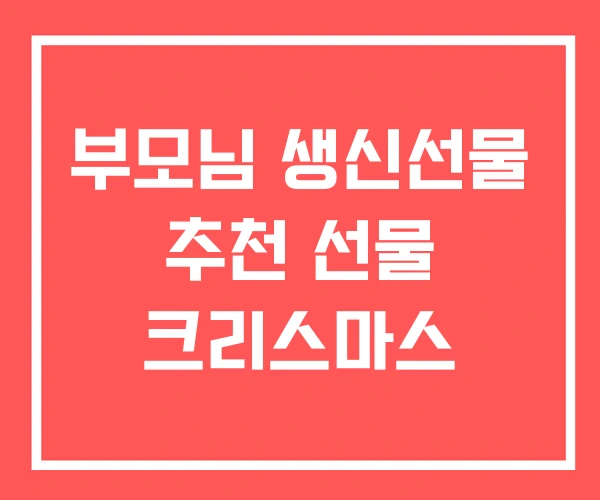 부모님 생신선물 추천 선물 크리스마스