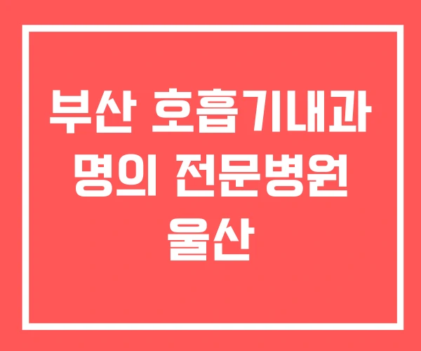 부산 호흡기내과 명의 전문병원 울산