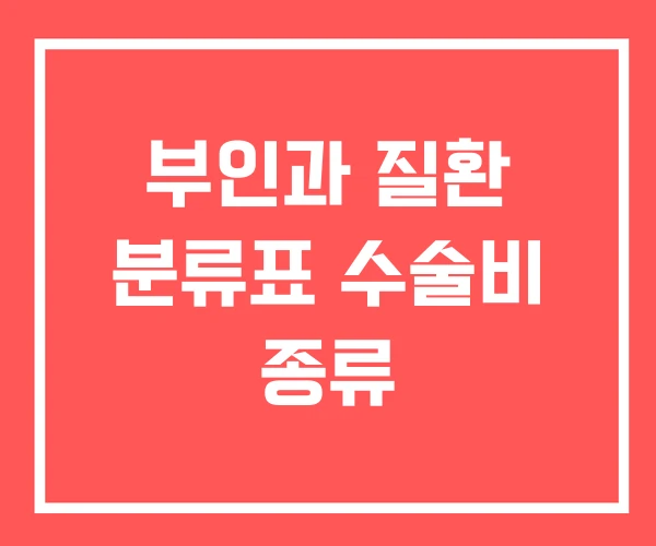 부인과 질환 분류표 수술비 종류