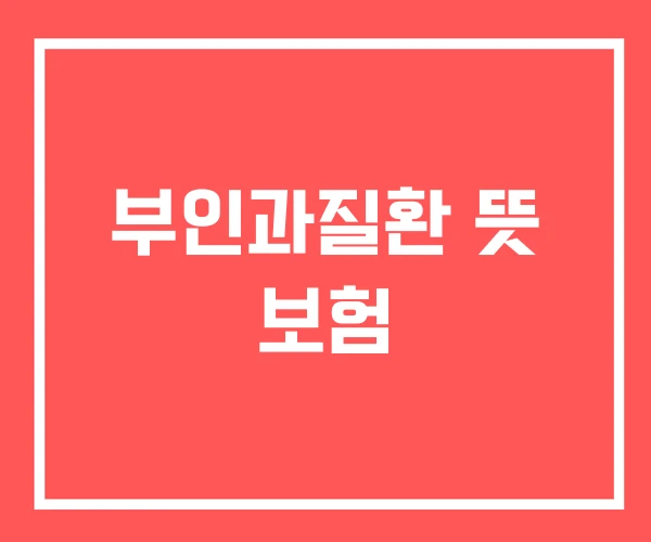 부인과질환 뜻 보험