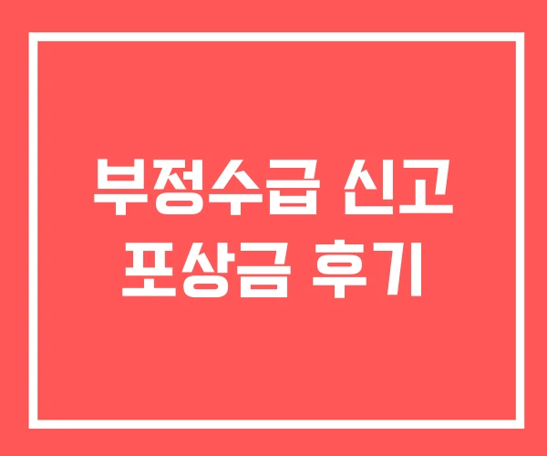 부정수급 신고 포상금 후기