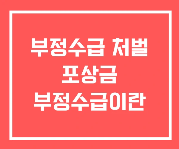 부정수급 처벌 포상금 부정수급이란