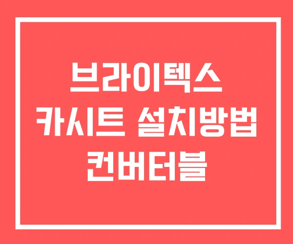 브라이텍스 카시트 설치방법 컨버터블