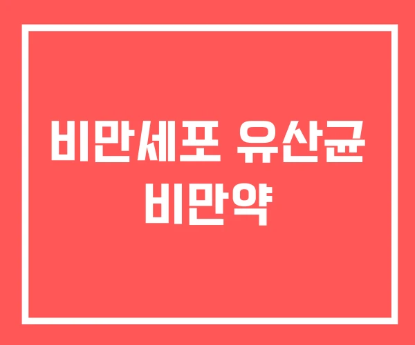 비만세포 유산균 비만약