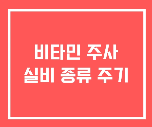 비타민 주사 실비 종류 주기
