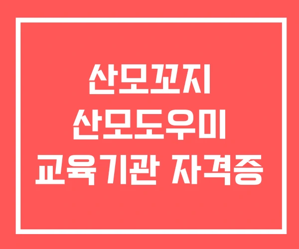 산모꼬지 산모도우미 교육기관 자격증