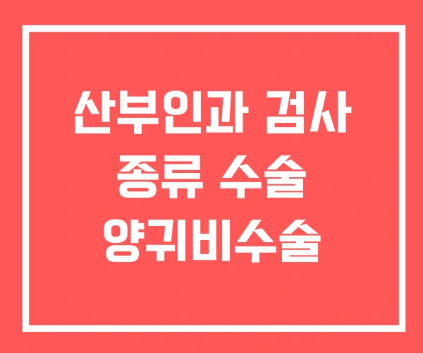 산부인과 검사 종류 수술 양귀비수술