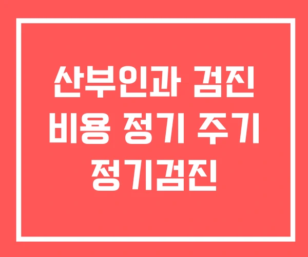 산부인과 검진 비용 정기 주기 정기검진