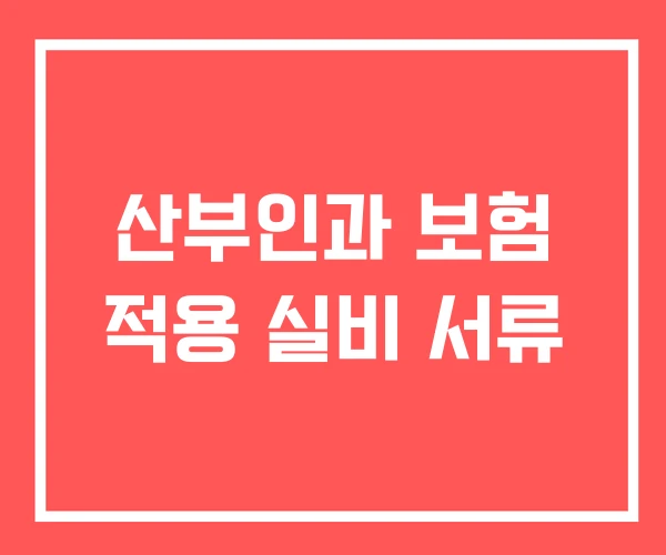 산부인과 보험 적용 실비 서류