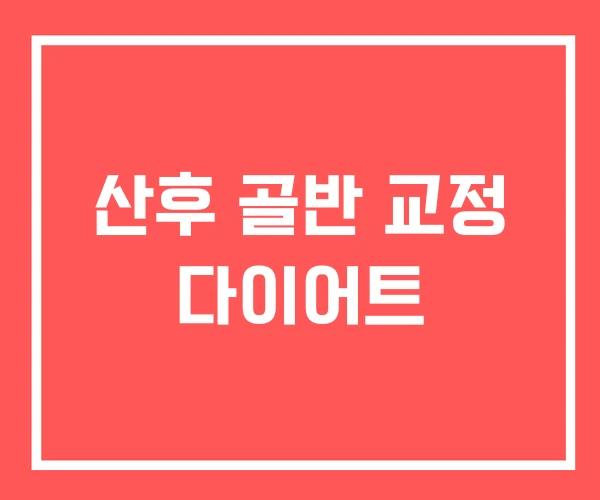 산후 골반 교정 다이어트