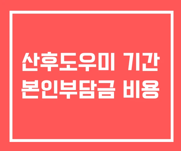 산후도우미 기간 본인부담금 비용