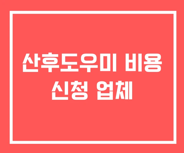 산후도우미 비용 신청 업체