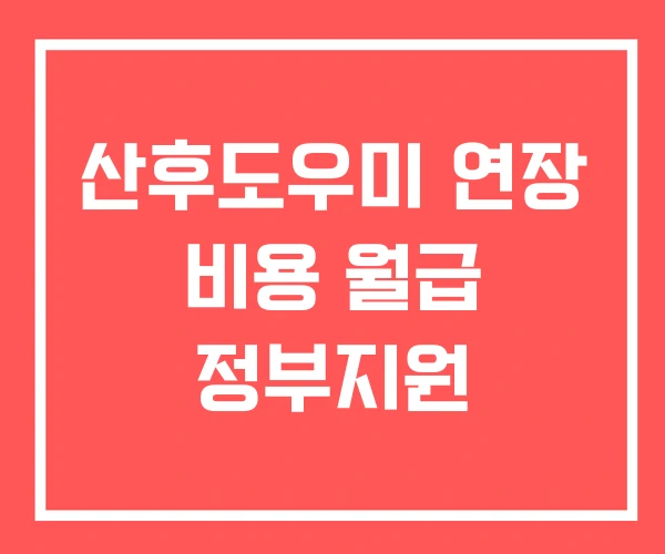 산후도우미 연장 비용 월급 정부지원
