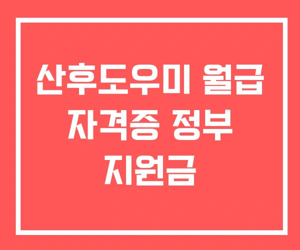 산후도우미 월급 자격증 정부 지원금