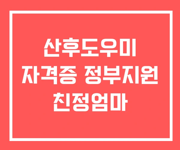 산후도우미 자격증 정부지원 친정엄마