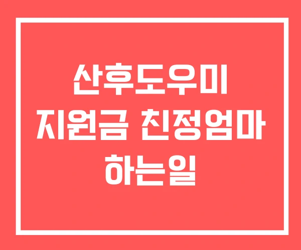 산후도우미 지원금 친정엄마 하는일