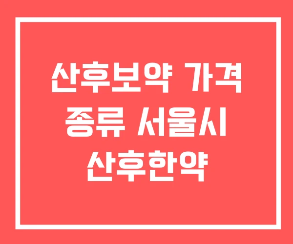 산후보약 가격 종류 서울시 산후한약