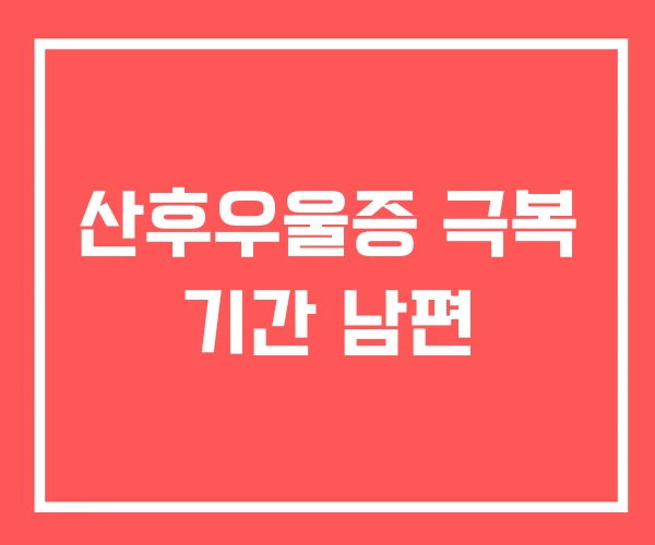 산후우울증 극복 기간 남편