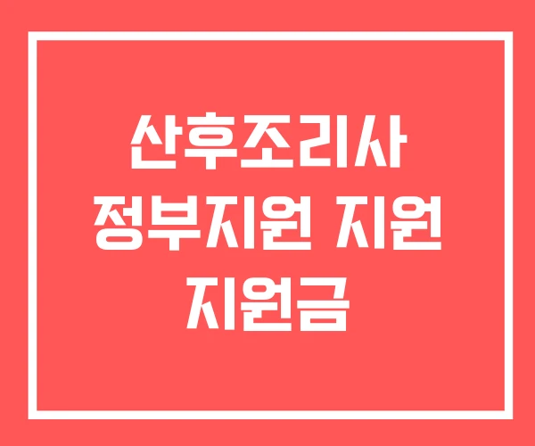 산후조리사 정부지원 지원 지원금