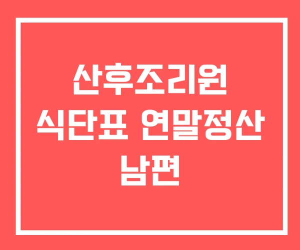 산후조리원 식단표 연말정산 남편