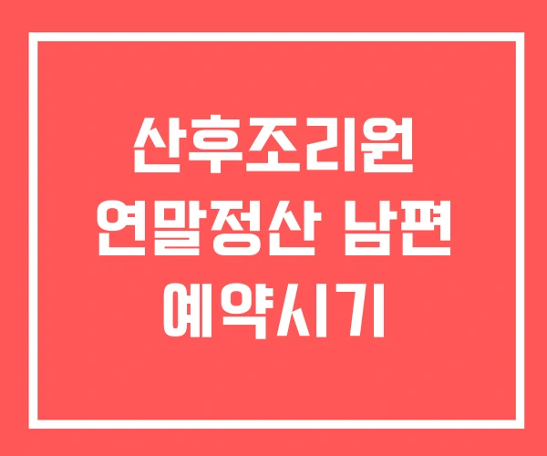 산후조리원 연말정산 남편 예약시기