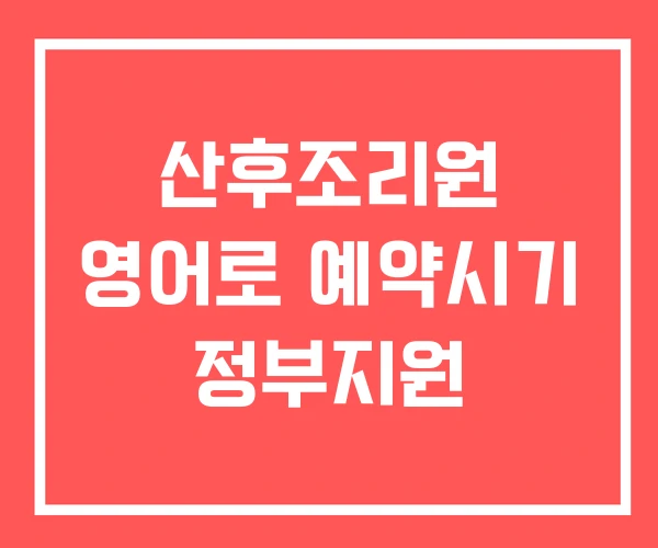 산후조리원 영어로 예약시기 정부지원