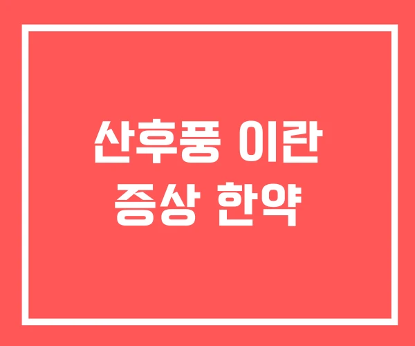 산후풍 이란 증상 한약