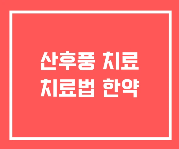 산후풍 치료 치료법 한약