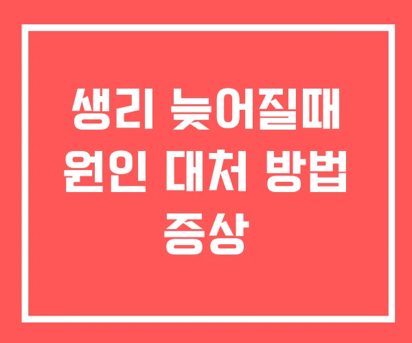 생리 늦어질때 원인 대처 방법 증상