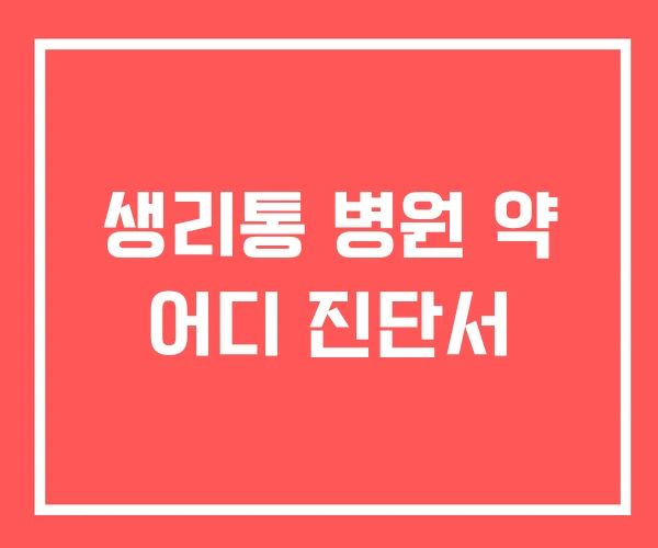 생리통 병원 약 어디 진단서