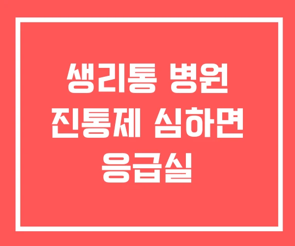 생리통 병원 진통제 심하면 응급실