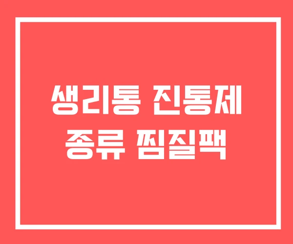 생리통 진통제 종류 찜질팩