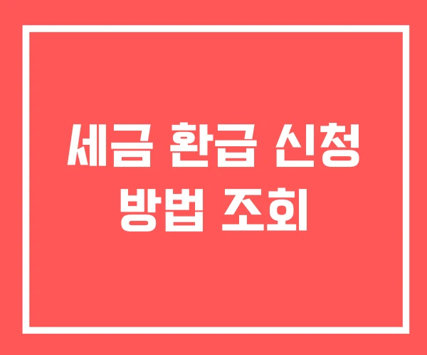 세금 환급 신청 방법 조회