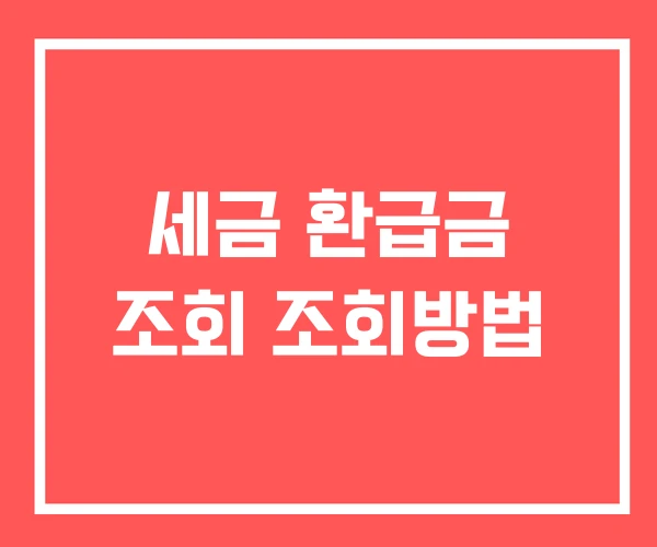 세금 환급금 조회 조회방법
