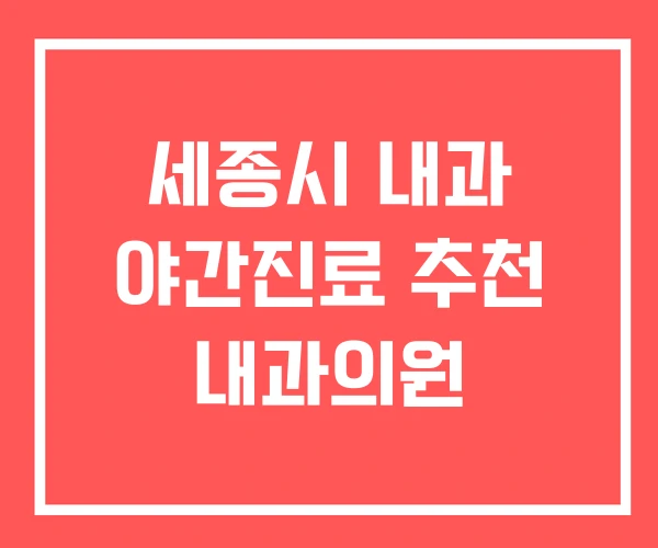 세종시 내과 야간진료 추천 내과의원