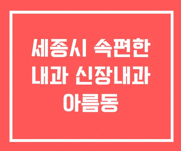 세종시 속편한 내과 신장내과 아름동