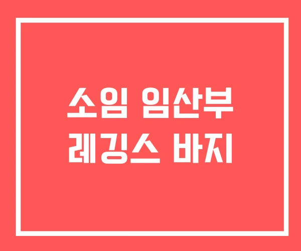 소임 임산부 레깅스 바지