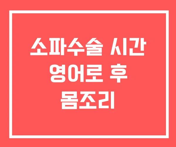소파수술 시간 영어로 후 몸조리