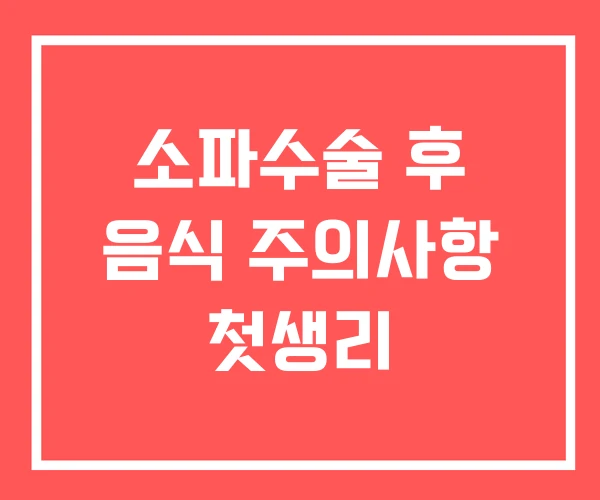 소파수술 후 음식 주의사항 첫생리