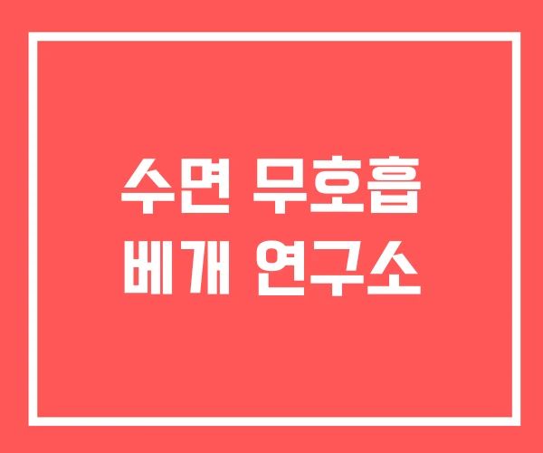 수면 무호흡 베개 연구소