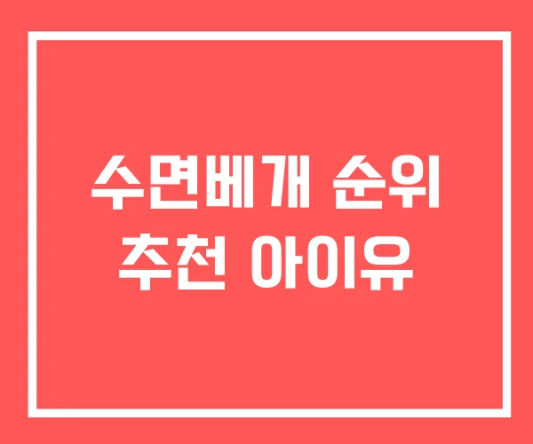 수면베개 순위 추천 아이유