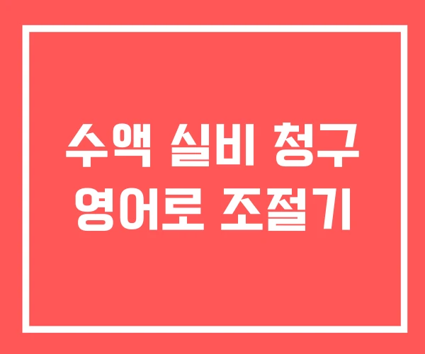 수액 실비 청구 영어로 조절기