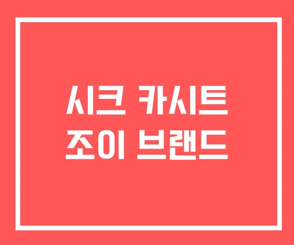 시크 카시트 조이 브랜드