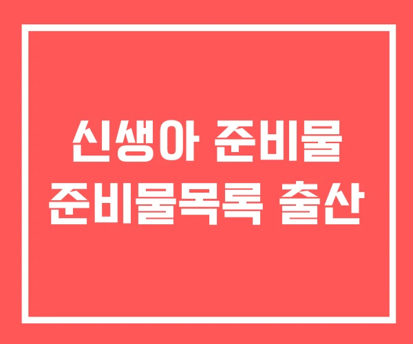 신생아 준비물 준비물목록 출산