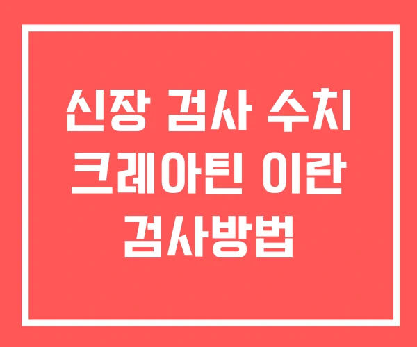 신장 검사 수치 크레아틴 이란 검사방법