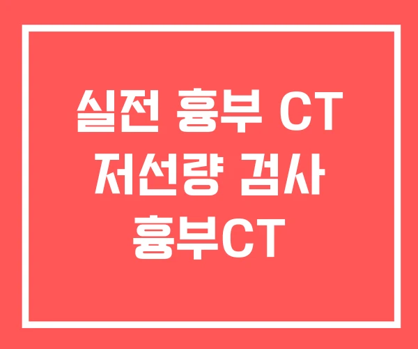 실전 흉부 CT 저선량 검사 흉부CT