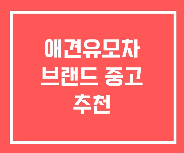 애견유모차 브랜드 중고 추천