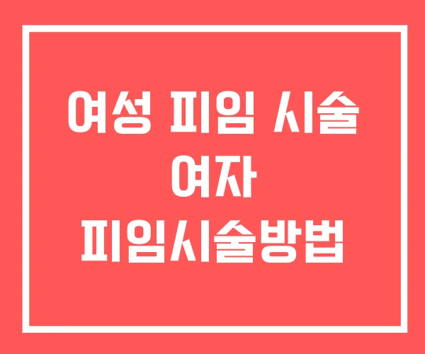 여성 피임 시술 여자 피임시술방법