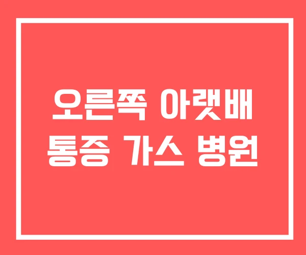 오른쪽 아랫배 통증 가스 병원