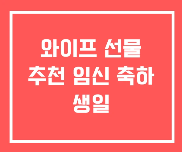 와이프 선물 추천 임신 축하 생일